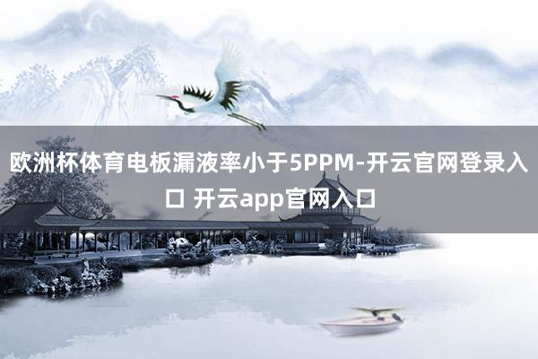 欧洲杯体育电板漏液率小于5PPM-开云官网登录入口 开云app官网入口