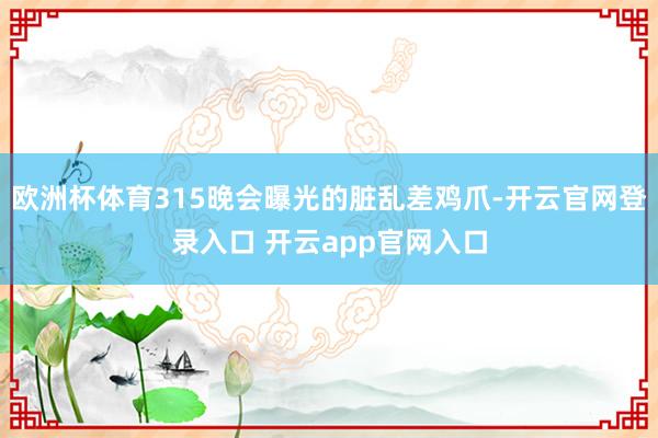 欧洲杯体育315晚会曝光的脏乱差鸡爪-开云官网登录入口 开云app官网入口