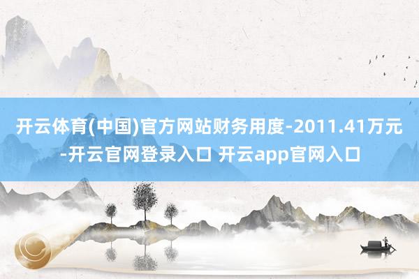 开云体育(中国)官方网站财务用度-2011.41万元-开云官网登录入口 开云app官网入口