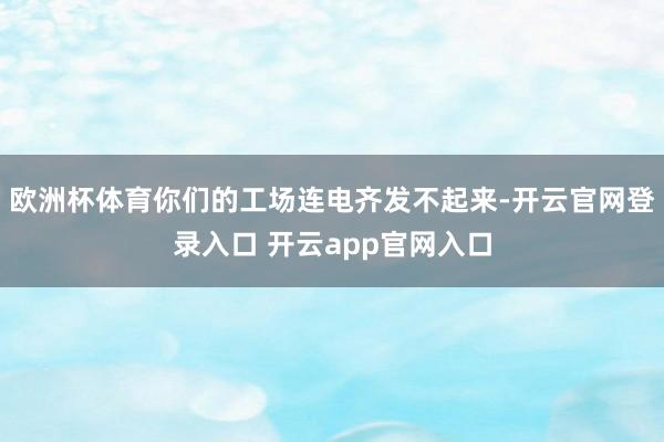 欧洲杯体育你们的工场连电齐发不起来-开云官网登录入口 开云app官网入口