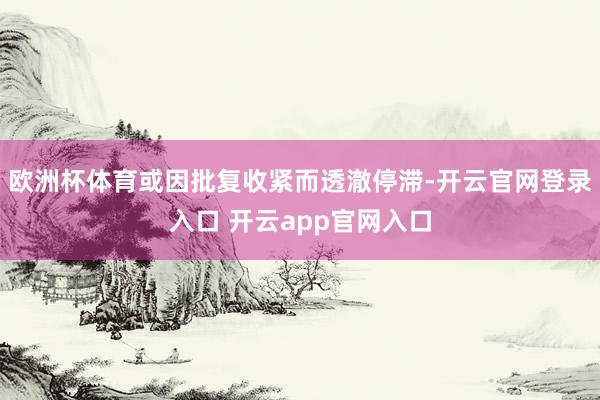 欧洲杯体育或因批复收紧而透澈停滞-开云官网登录入口 开云app官网入口